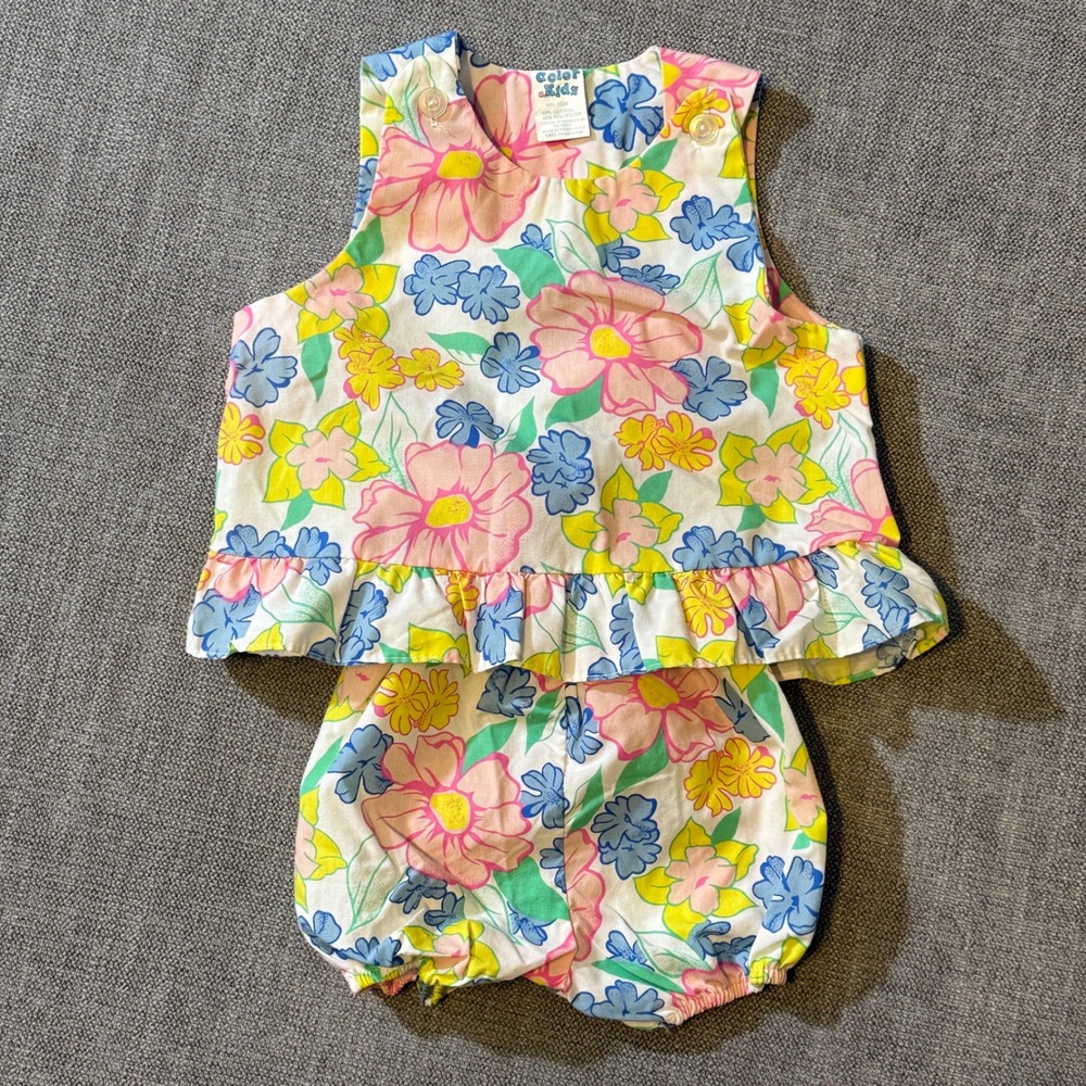 Color Kids Baby Girls Floral Ruffle‎ Tank Top Bloomers Set 18 Months